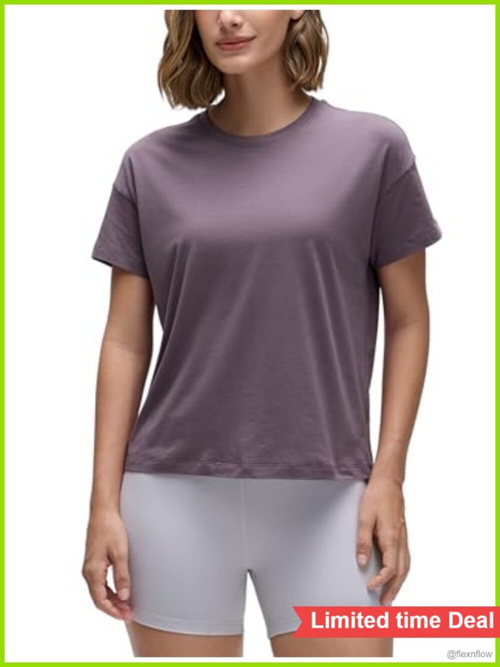 Pima Cotton Crewneck Active T-Shirt Hip Length Workout Top
